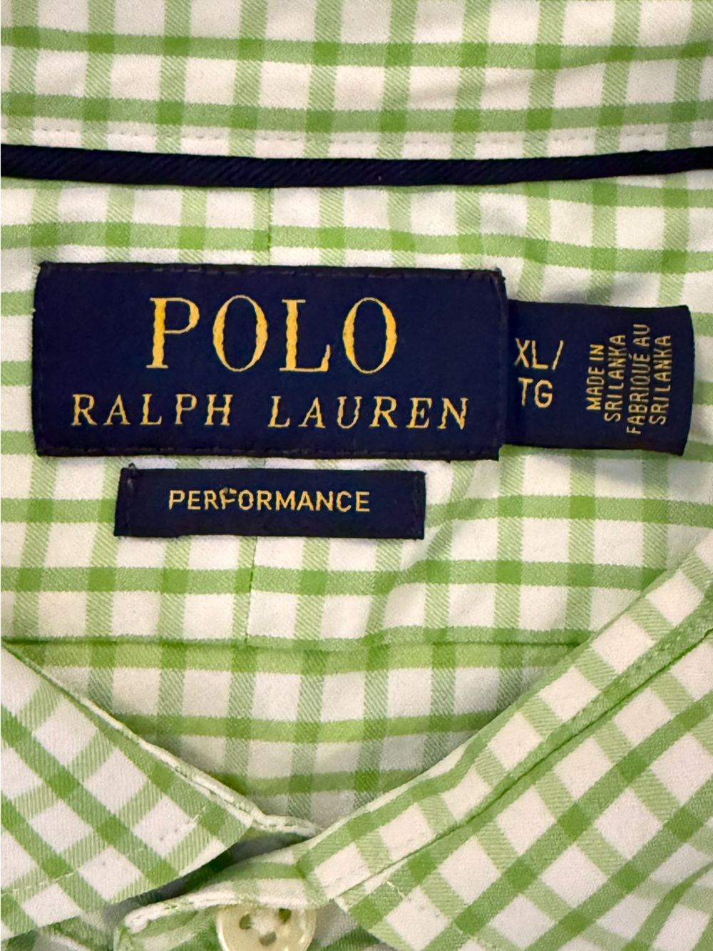Polo Ralph Lauren Performance Green Gingham Stretch Button Down Shirt XL - Picture 4 of 12